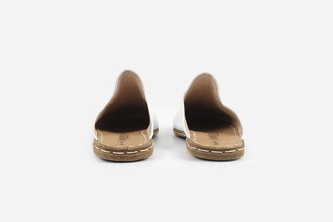 Stylish Arctic white slippers for women, handmade from premium leather with a handmade finish for added sophistication.