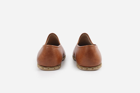 handmade Chestnut leather loafers for men, combining rich Italian leather with skilled Turkish artistry.