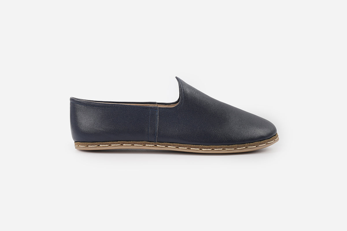 Men's Midnight Blue Handmade Leather Loafers - Premium Comfort and Style