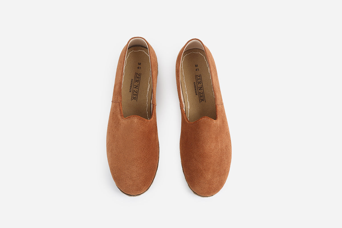 Stylish men's Terra Cotta suede loafers, offering a vibrant orange tone with meticulous handcrafting from Turkey.