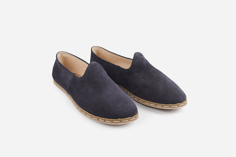 Elegant Velvet Midnight Blue suede loafers for men, featuring a rich dark blue hue and expert Turkish craftsmanship.