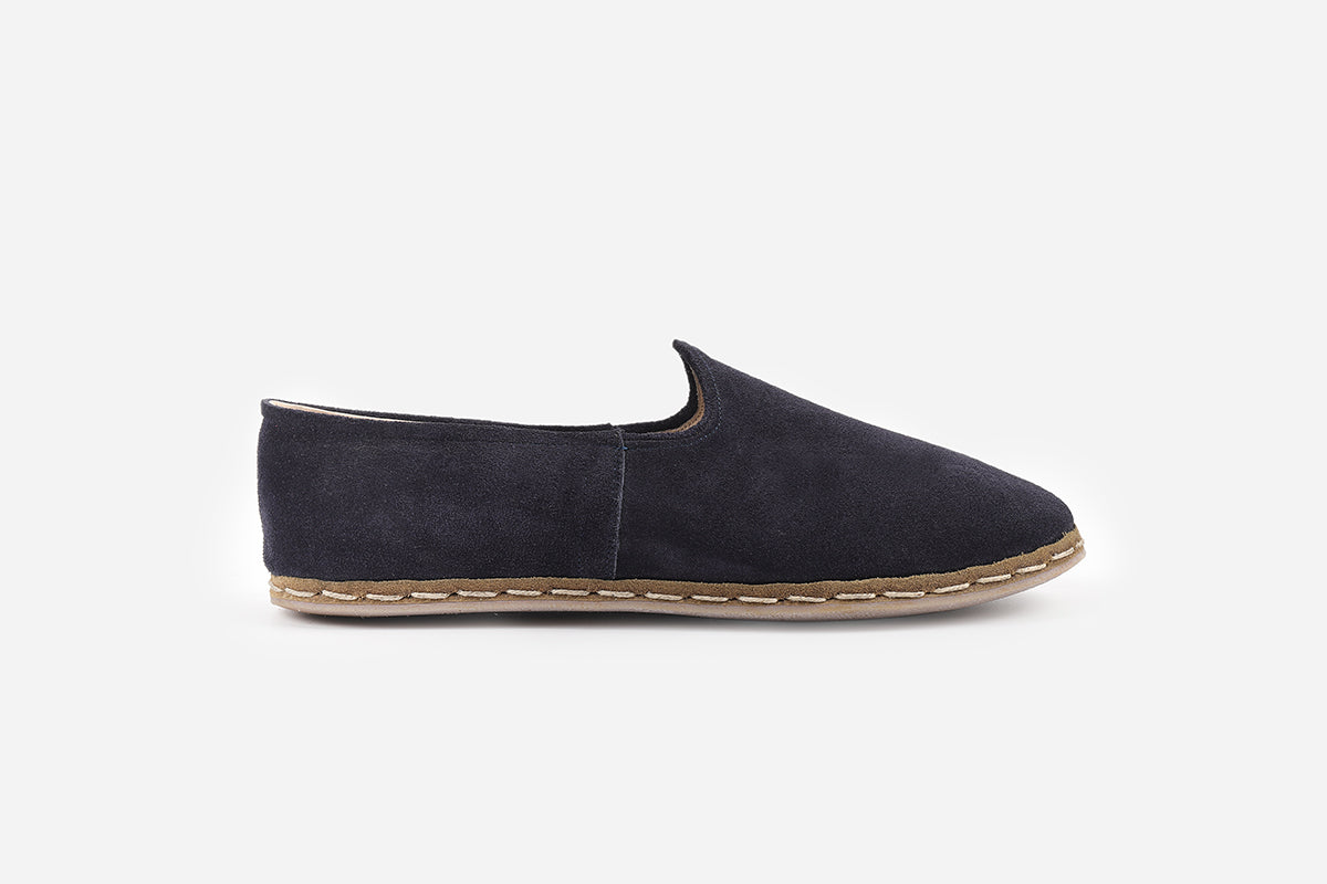 Men's Velvet Midnight Blue suede loafers, handmade in Turkey for a luxurious, deep blue finish.